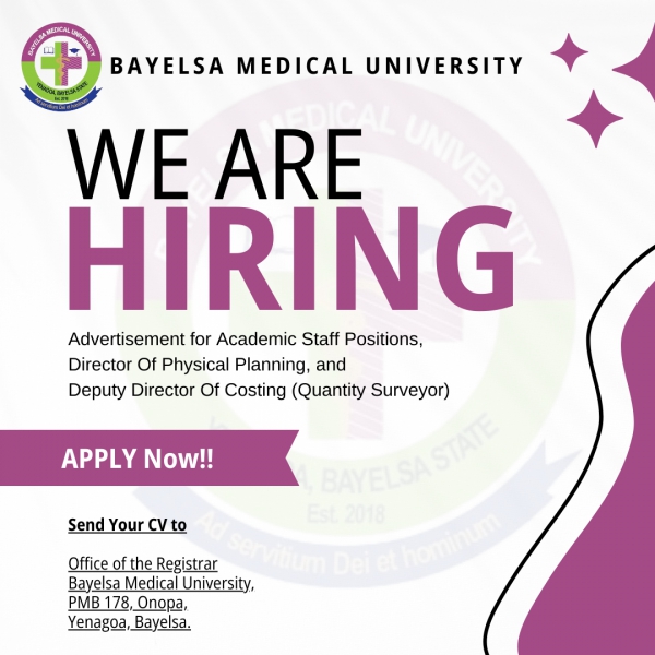 ADVERTISEMENT FOR ACADEMIC STAFF POSITIONS, DIRECTOR OF PHYSICAL PLANNING AND DEPUTY DIRECTOR OF COSTING (QUANTITY SURVEYOR)